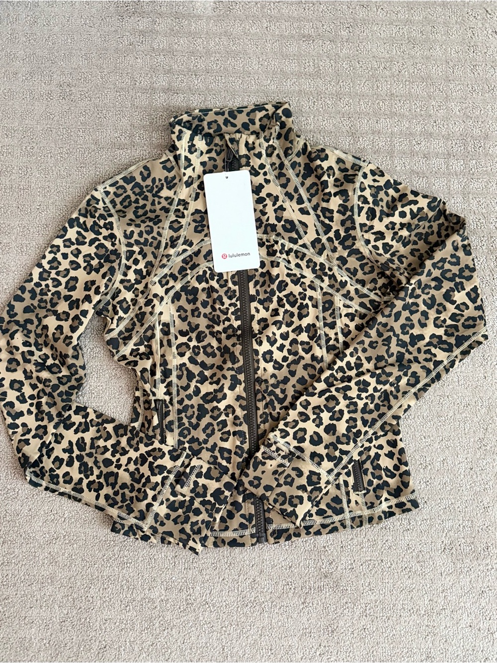 lululemon athletica Leopard Print Zip Jacket - Tan & Black